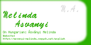 melinda asvanyi business card