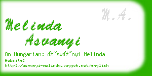 melinda asvanyi business card